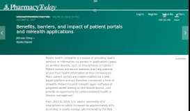 
							         Benefits, barriers, and impact of patient portals and mHealth applications								  
							    