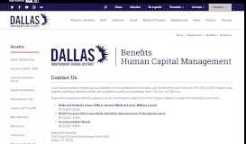 
							         Benefits / Contact Us - Dallas ISD								  
							    