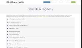 
							         Benefits & Eligibility - First Choice Health								  
							    