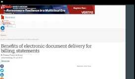 
							         Benefits of electronic document delivery for billing, statements | ITWeb								  
							    