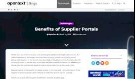 
							         Benefits of Supplier Portals - OpenText Blogs								  
							    
