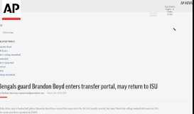 
							         Bengals guard Brandon Boyd enters transfer portal, may return to ISU								  
							    