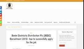 
							         Benin Electricity Distribution Plc (BEDC) Recruitment 2018- how to ...								  
							    
