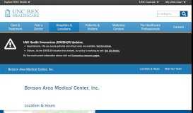 
							         Benson Area Medical Center, Inc. - UNC REX Healthcare								  
							    
