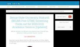 
							         Benue State University Post UTME Screening Form, 2018/2019								  
							    