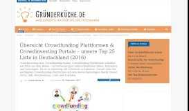 
							         Übersicht Crowdfunding Plattformen & Crowdinvesting Portale ...								  
							    