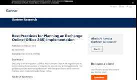 
							         Best Practices for Planning an Exchange Online (Office 365) - Gartner								  
							    