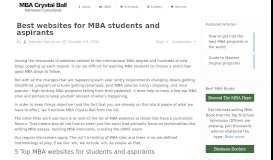 
							         Best websites for MBA students and aspirants | MBA Crystal Ball								  
							    