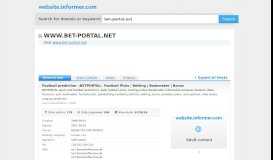 
							         bet-portal.net at WI. Football prediction .:BETPORTAL:. Football Picks ...								  
							    