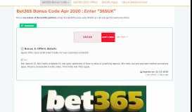 
							         Bet365 Bonus Code January 2020 : Enter 