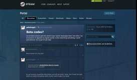 
							         Beta codes? :: Portal General Discussions - Steam Community								  
							    