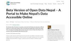 
							         Beta Version of Open Data Nepal – A Portal to Make Nepal's Data ...								  
							    