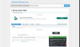 
							         beta.seis.org at Website Informer. SEIS. Visit Beta SEIS.								  
							    