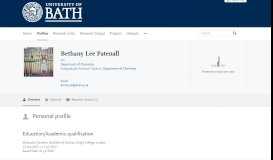 
							         Bethany Lee Patenall — the University of Bath's research portal								  
							    