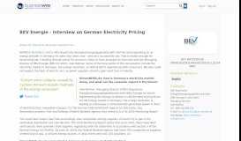 
							         BEV Energie - Interview on German Electricity Pricing | Business Wire								  
							    