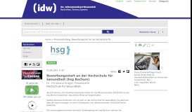 
							         Bewerbungsstart an der Hochschule für Gesundheit (hsg ... - IDW-Online								  
							    