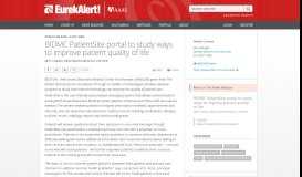 
							         BIDMC PatientSite portal to study ways to improve patient quality of ...								  
							    