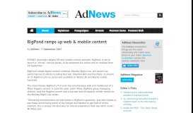 
							         BigPond ramps up web & mobile content - AdNews								  
							    