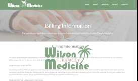 
							         Billing Info | Wilson Family Medicine								  
							    