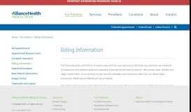 
							         Billing Information | For Patients | AllianceHealth Medical Group ...								  
							    
