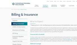 
							         Billing & Insurance | Chesapeake Regional Healthcare								  
							    