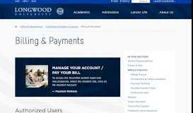 
							         Billing & Payments - Longwood University								  
							    
