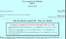 
							         BIM I - Mr. Gonzalez's Class Website								  
							    
