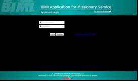 
							         BIMI Missionary Application Login Page								  
							    