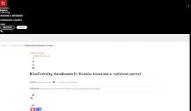 
							         Biodiversity databases in Russia: towards a national portal - Arctic ...								  
							    
