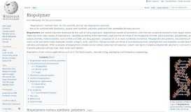 
							         Biopolymer - Wikipedia								  
							    