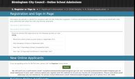 
							         Birmingham City Council - Online School Admissions								  
							    