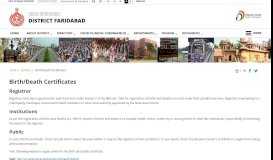 
							         Birth/Death Certificates | District Faridabad, Government of ...								  
							    