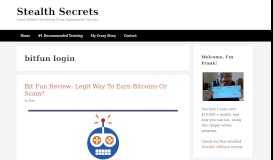 
							         bitfun login | | Stealth Secrets								  
							    