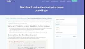 
							         Black Box Portal Authentication (customer portal login)								  
							    