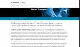 
							         BlackBerry and Qualcomm Extend Strategic Relationship to Deliver ...								  
							    
