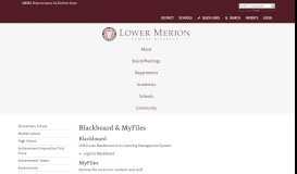 
							         Blackboard & MyFiles - Lower Merion School District								  
							    