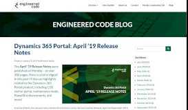 
							         Blog - Dynamics 365 Portal: April '19 Release ... - Engineered Code								  
							    