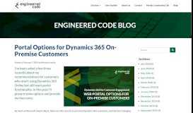 
							         Blog - Portal Options for Dynamics 365 On ... - Engineered Code								  
							    