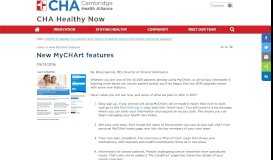 
							         Blogs | CHA Blogs | New MyCHArt features - Cambridge Health Alliance								  
							    