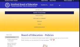 
							         BOE Policies - Stratford Public Schools								  
							    