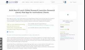 
							         BofA Merrill Lynch Global Research Launches Research Library iPad ...								  
							    