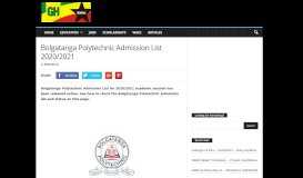 
							         Bolgatanga Polytechnic Admission List 2019/2020 - Check Admission ...								  
							    