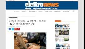 
							         Bonus casa 2018, online il portale ENEA per le detrazioni - Elettro								  
							    
