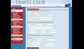 
							         Bookings form - HPB Travel Club								  
							    