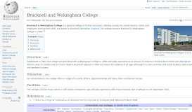 
							         Bracknell and Wokingham College - Wikipedia								  
							    