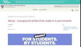 
							         Brainly – Leveraging the wisdom of the crowds to do your ...								  
							    