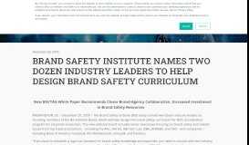 
							         BRAND SAFETY INSTITUTE NAMES TWO DOZEN INDUSTRY ...								  
							    