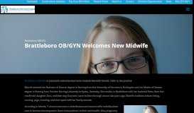 
							         Brattleboro OB/GYN Welcomes New Midwife - Brattleboro Memorial ...								  
							    