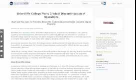 
							         Briarcliffe College Plans Gradual Discontinuation of Operations ...								  
							    