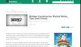 
							         Bridge Constructor Portal Hints, Tips and Tricks - Gamezebo								  
							    